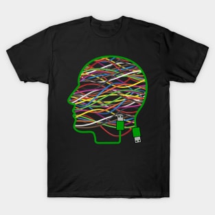 Wireman- Electrical Electronic Theme Human Head Shaped USB and Wire art T-Shirt